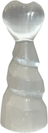 Raw Selenite Spiral Heart Tower