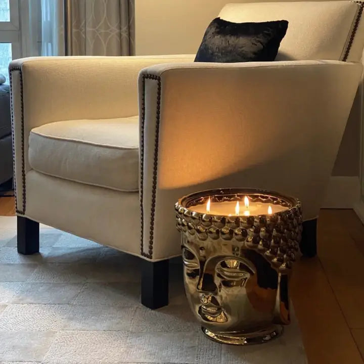 Vela Buda Grande dorada | Colección Buda Grande: Almizcle de marfil