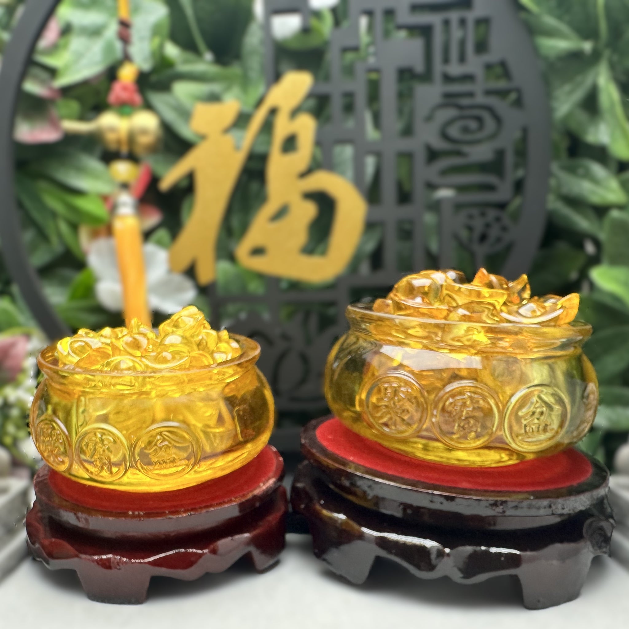 Feng Shui Golden Treasure Bowl with Golden Ingots