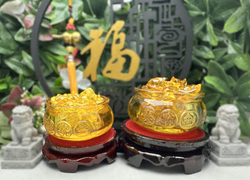 Feng Shui Golden Treasure Bowl with Golden Ingots