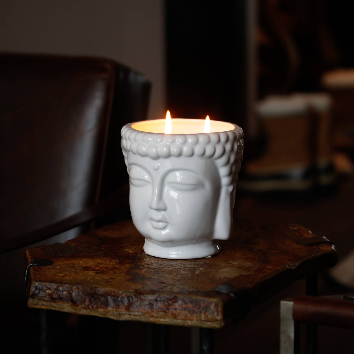 Vela Buda Blanca | Colección Buda: Blanco / Gardenia