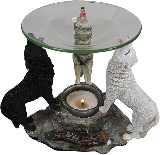 Moonlight Three Howling Wolves Oil Warmer