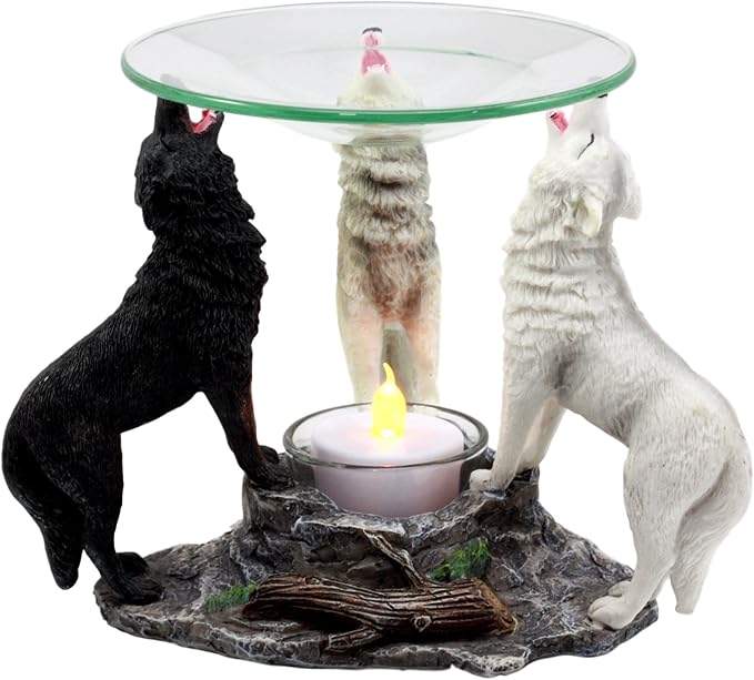 Moonlight Three Howling Wolves Oil Warmer