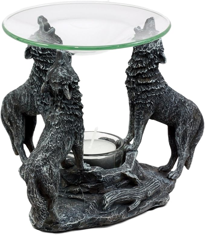 Moonlight Three Howling Wolves Oil Warmer
