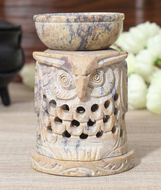 Owl Soapstone Aroma Lamp