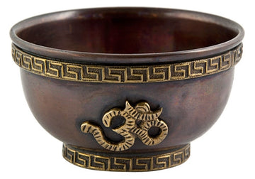 Om Symbol Copper Offering Bowl Antique Finish - 3''D