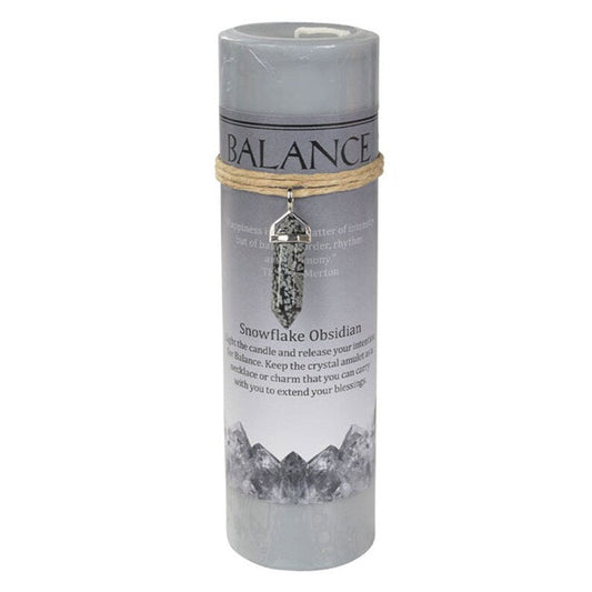 Pillar Candle with Energy Crystal Pendant