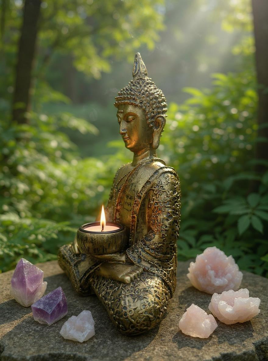 Candelabro con forma de Buda tailandés sentado