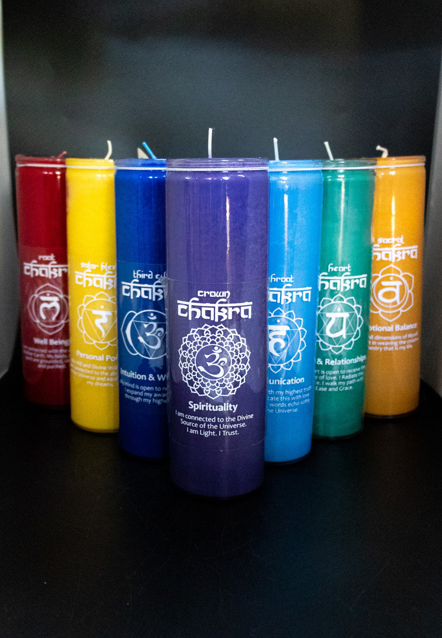 Chakra Glass Pillar Candle