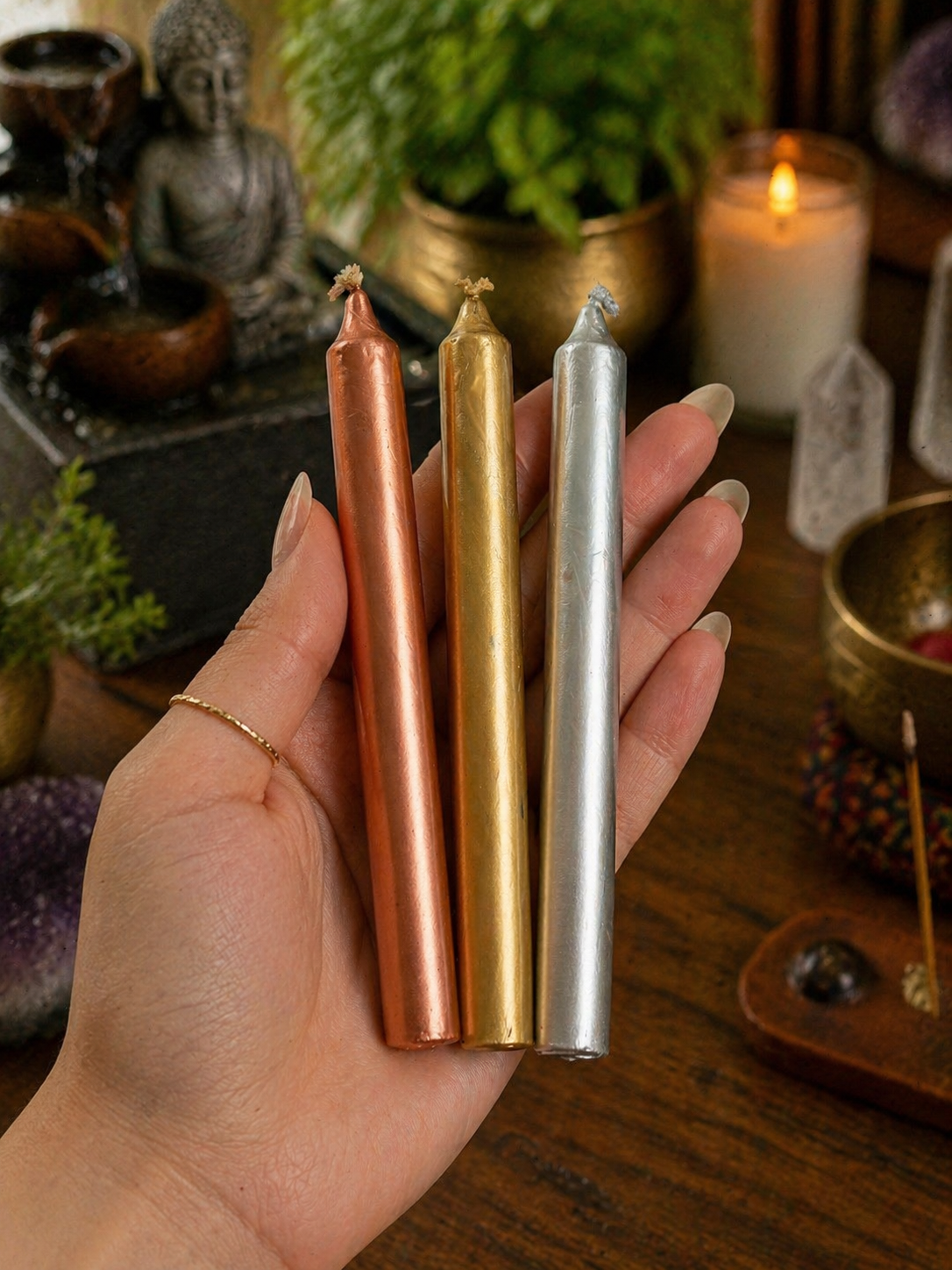 Metallic Chime Candle Trio