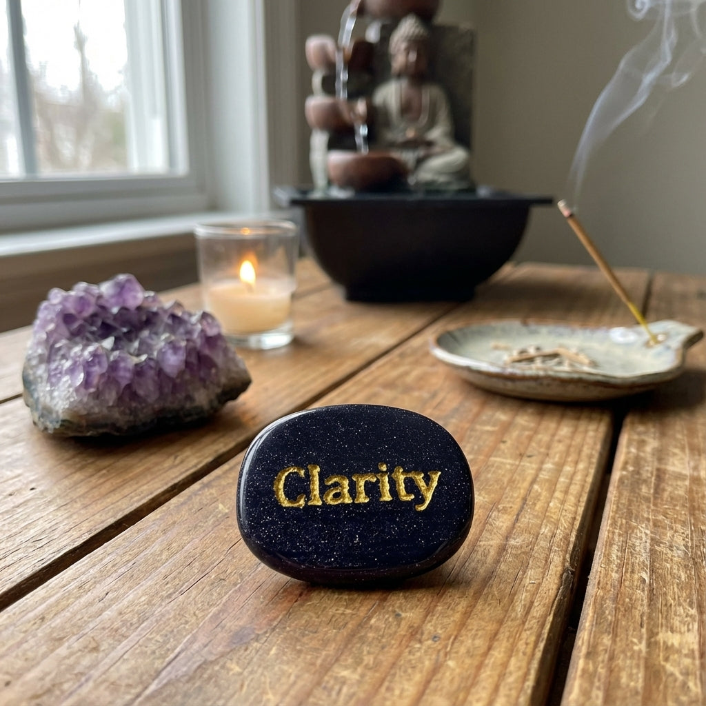 Piedra semipreciosa con palabra grabada