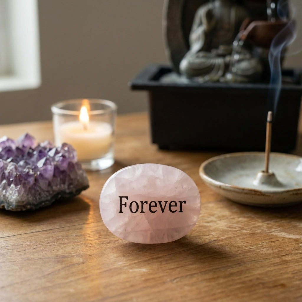 Piedra semipreciosa con palabra grabada