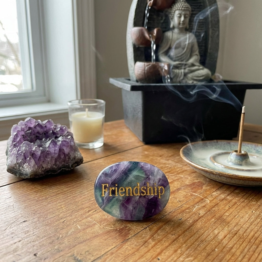 Piedra semipreciosa con palabra grabada
