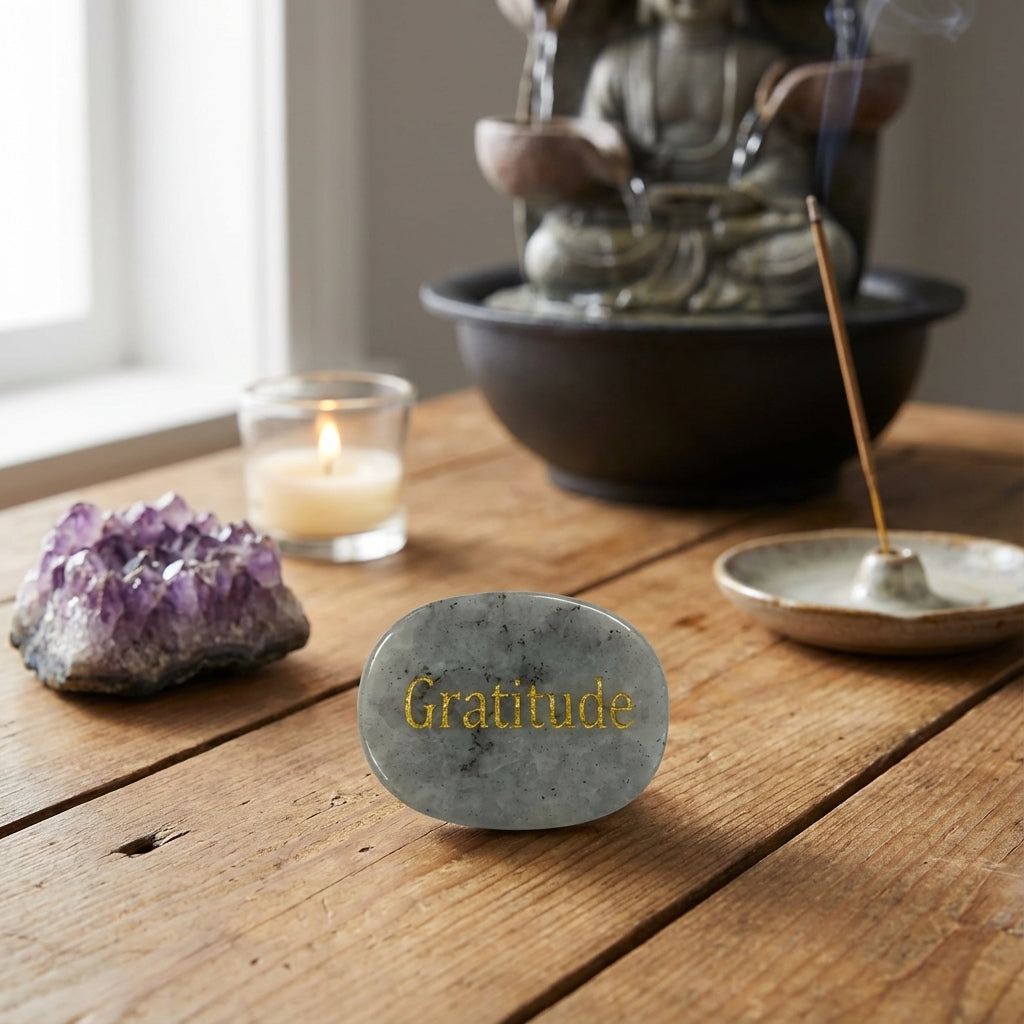 Piedra semipreciosa con palabra grabada
