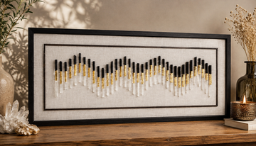 Black Obsidian & Selenite Piano-Inspired Crystal Wall Art