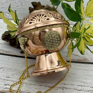 Flower of Life Tibetan Copper Hanging Censer Burner