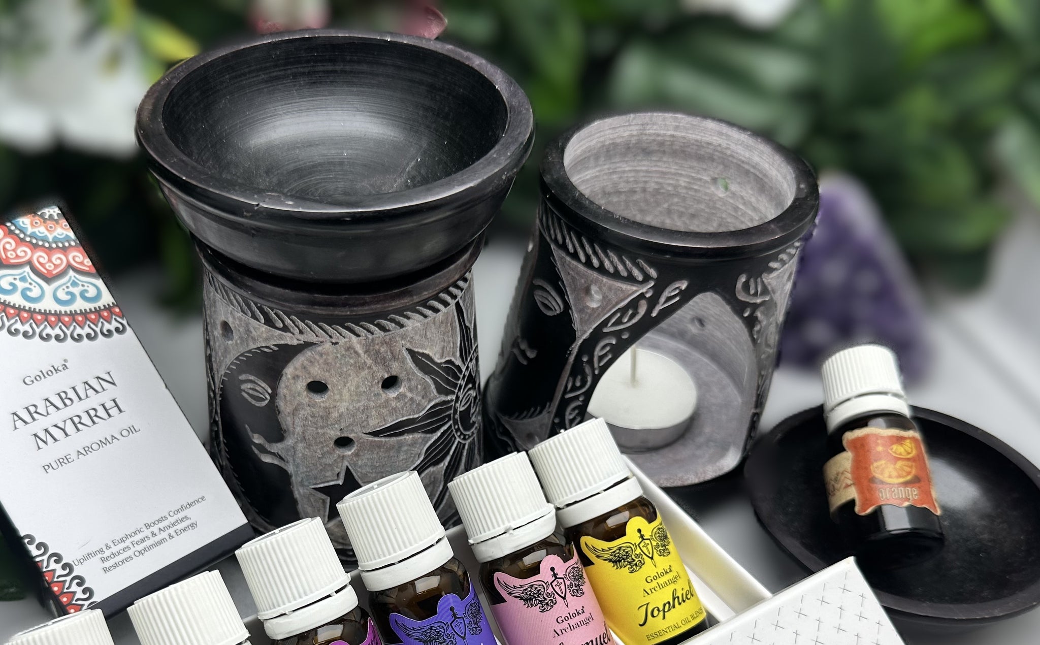 Sun-Moon-Star Hand Carved Aroma Lamp