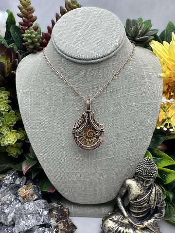 Ammonite Fossil Copper Pendant