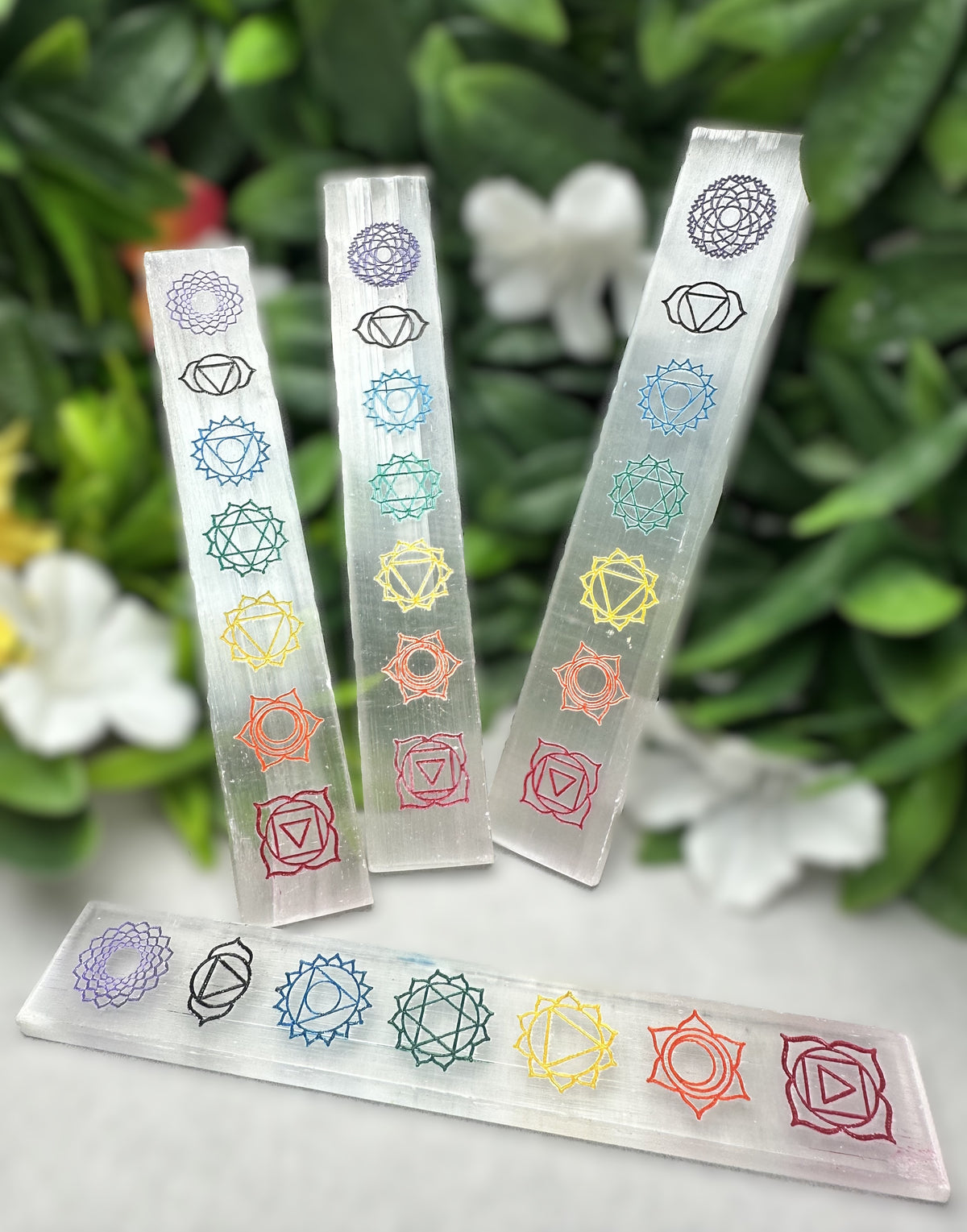 Selenite 7 Chakra Wand