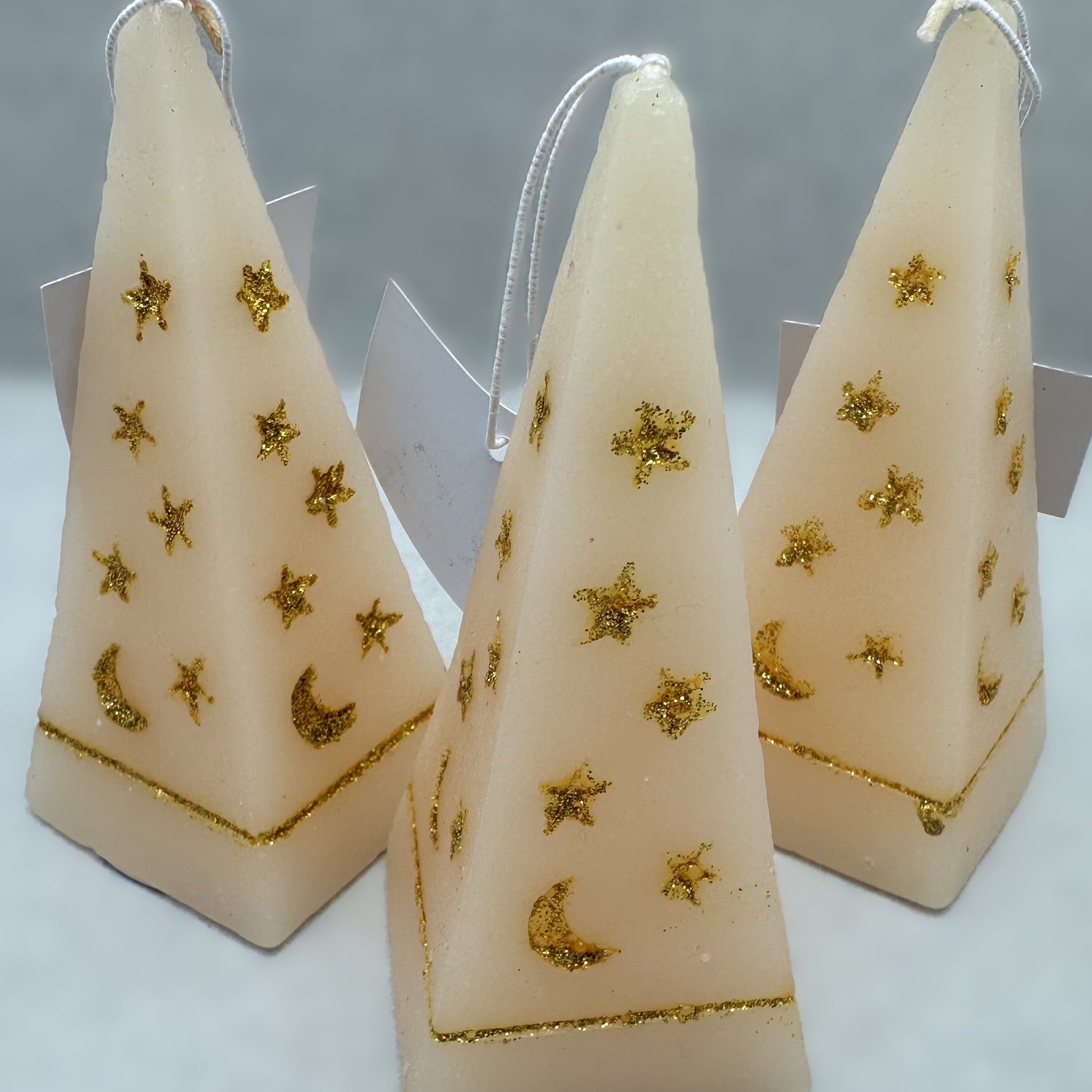 Pyramid Candle with Gold Moon and Stars