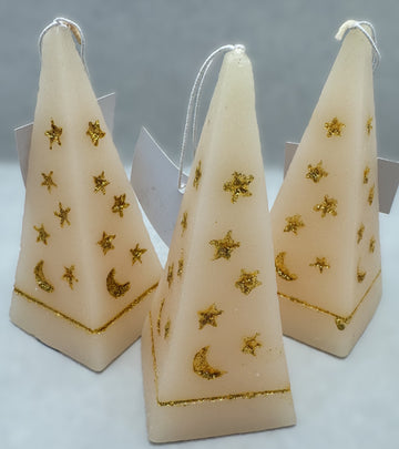 Pyramid Candle with Gold Moon and Stars