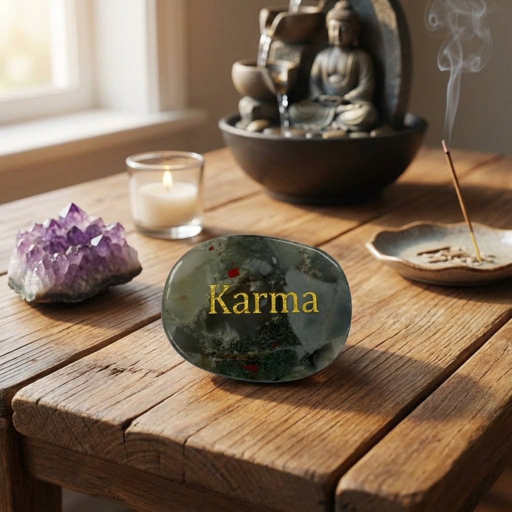 Piedra semipreciosa con palabra grabada