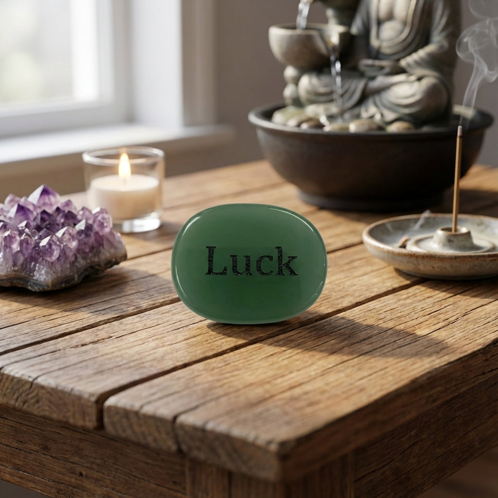 Piedra semipreciosa con palabra grabada