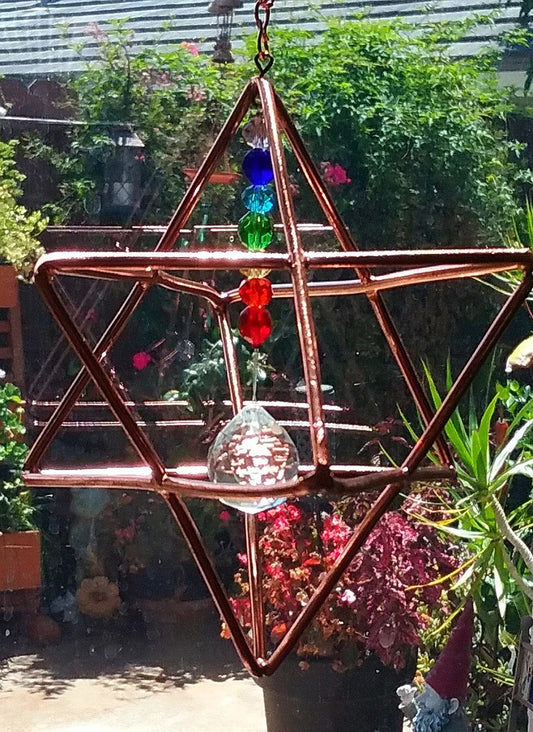 Copper Merkaba Energizer with Chakra Crystals
