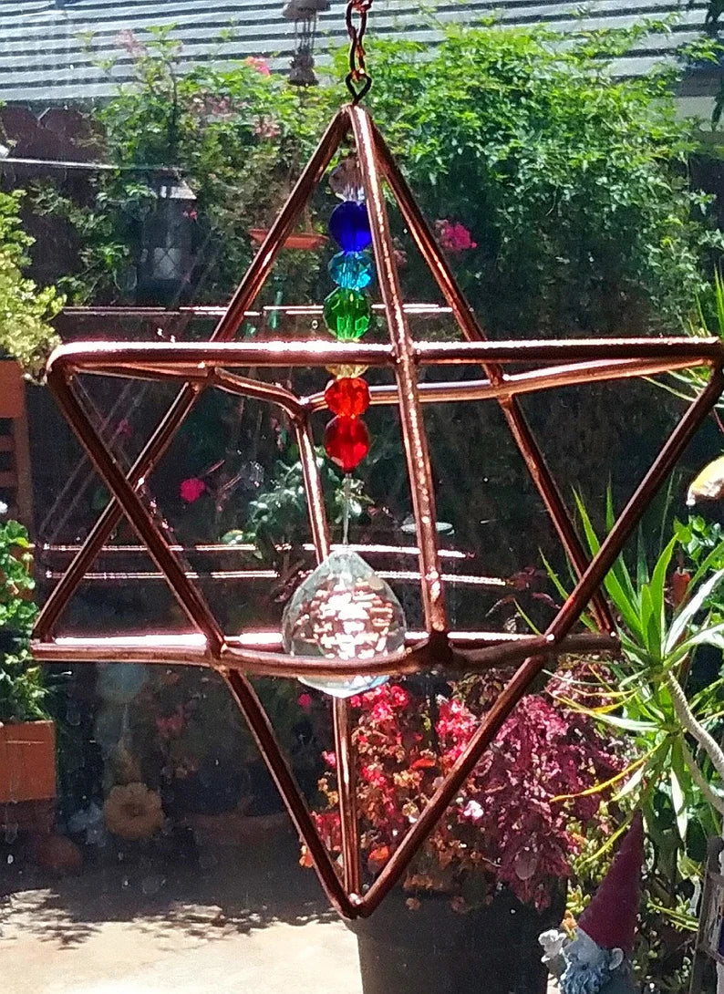 Copper Merkaba Energizer with Chakra Crystals