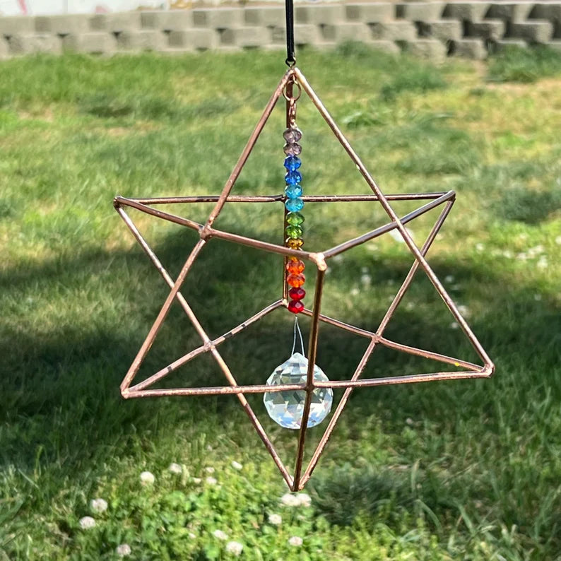 Copper Merkaba Energizer with Chakra Crystals