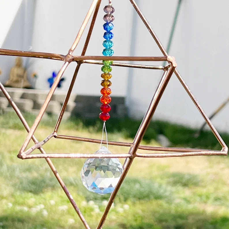 Copper Merkaba Energizer with Chakra Crystals