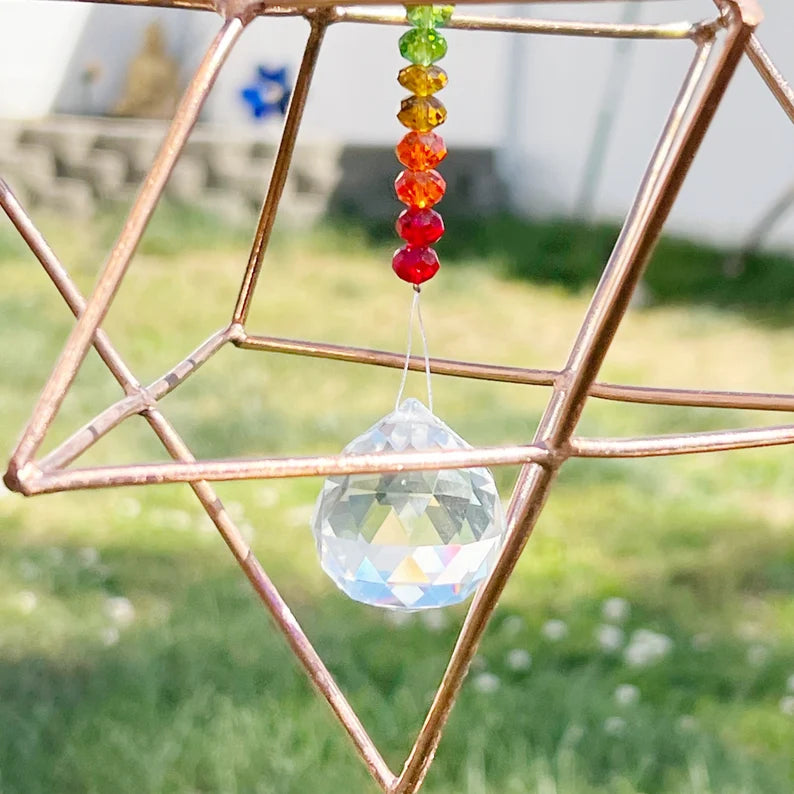 Copper Merkaba Energizer with Chakra Crystals