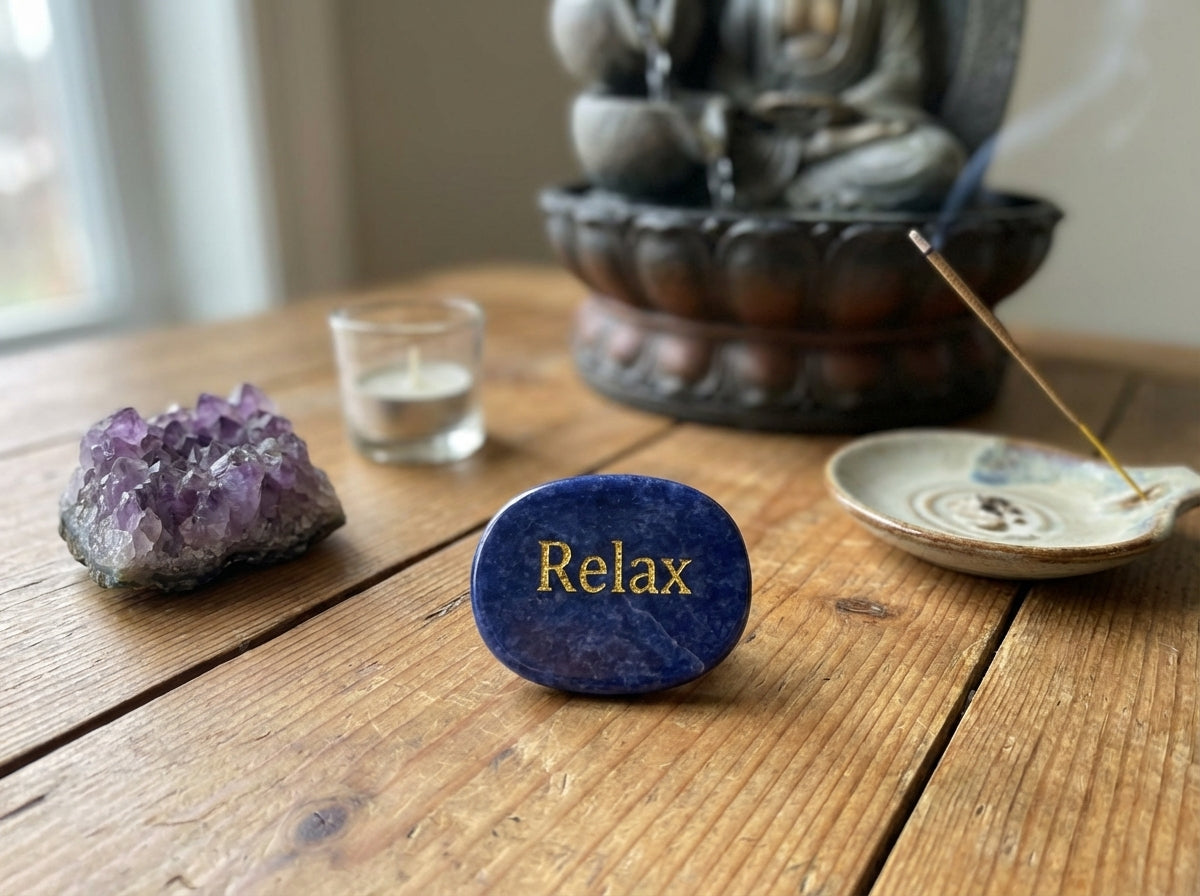 Piedra semipreciosa con palabra grabada