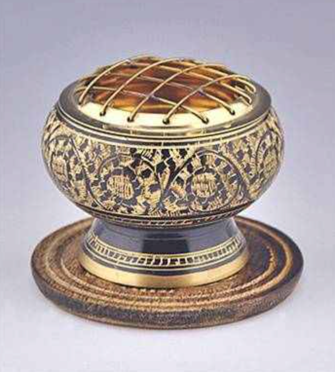 Brass Screen Charcoal Burner with Coaster