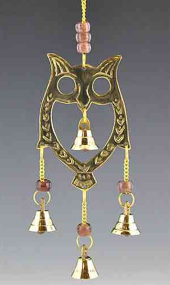Owl Brass Chime with Beads