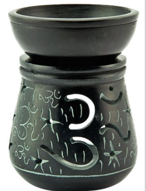 Black Soapstone Om Symbol Lamp
