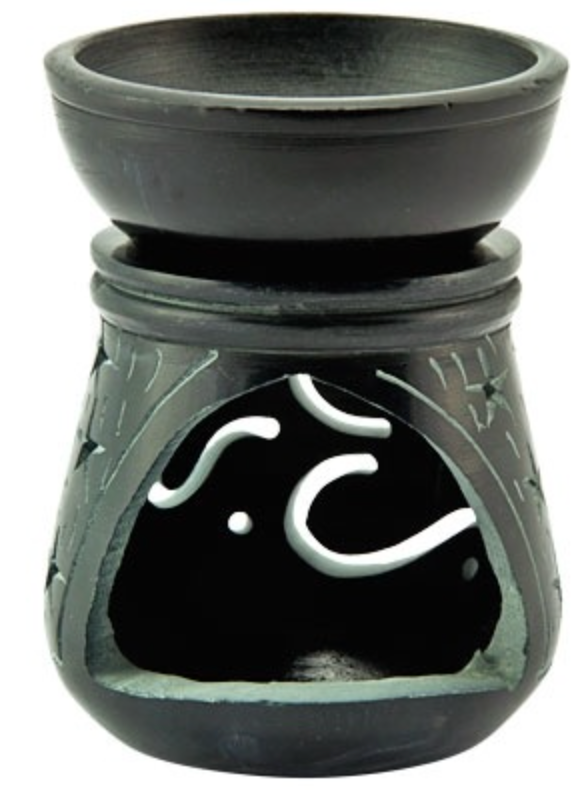 Black Soapstone Om Symbol Lamp