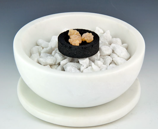 Opal White Marble Bowl and Coaster Set