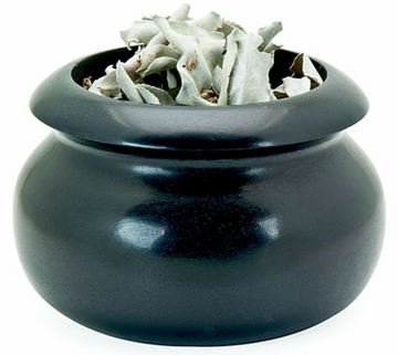 SBR92 - Black Stone Smudge Pot - 2.5' H, 4' D