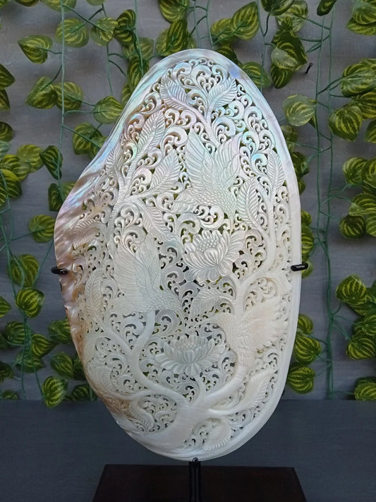 Hand Carved Pearl Mussels Clam Shell