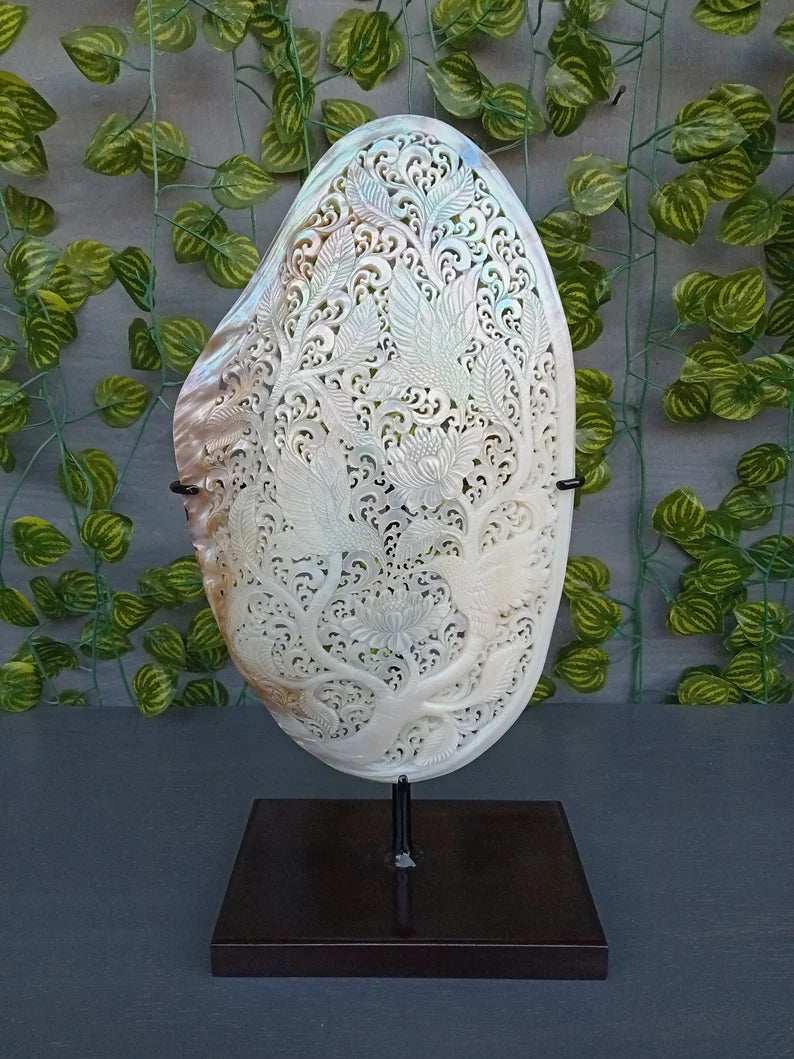 Hand Carved Pearl Mussels Clam Shell