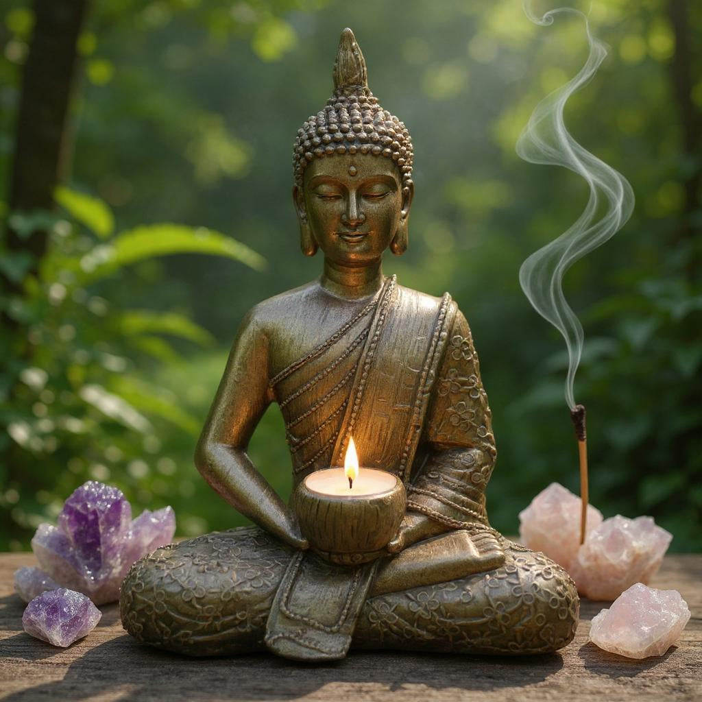 Candelabro con forma de Buda tailandés sentado