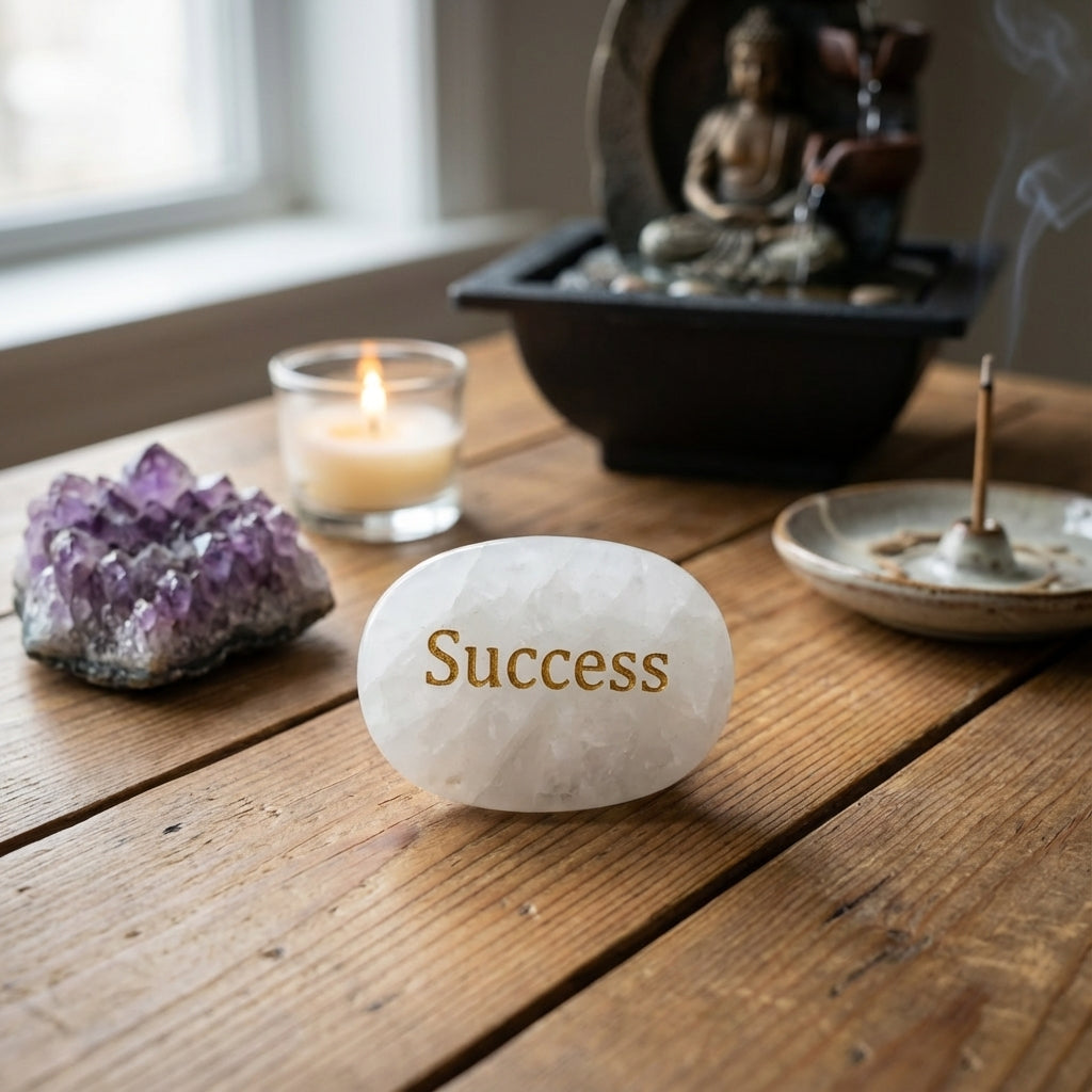 Piedra semipreciosa con palabra grabada