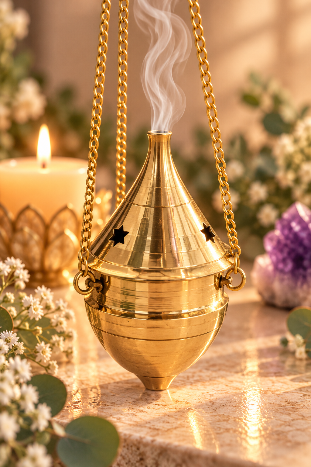 Hanging Brass Censer Burner 4" -  4 Styles