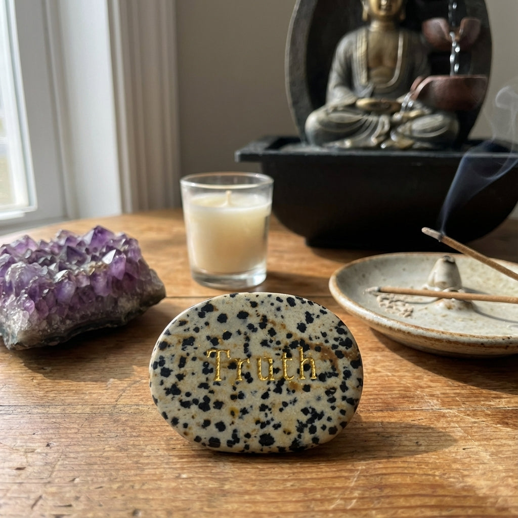 Piedra semipreciosa con palabra grabada
