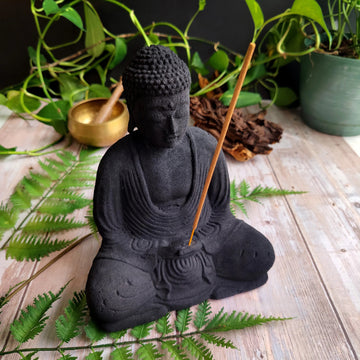 Meditating Buddha Volcanic Stone Statue