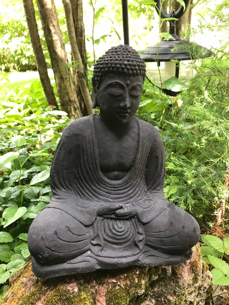 Meditating Buddha Volcanic Stone Statue