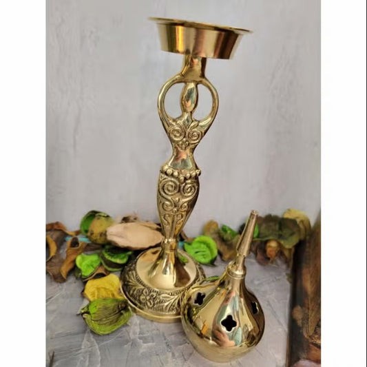 Goddess Brass Incense and Cone Burner