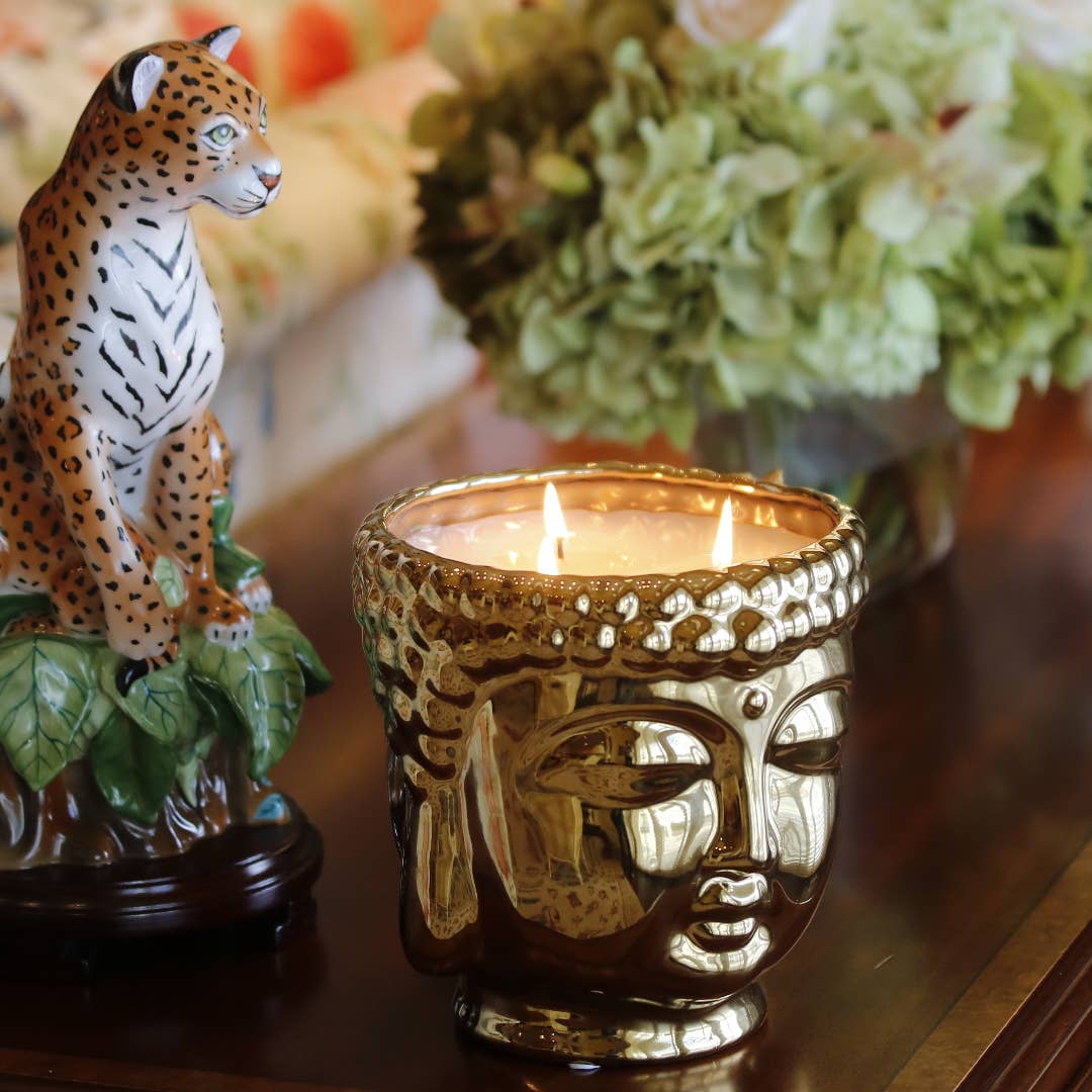 Colección Buda | Vela Buda Dorada: Oro / Palo Santo
