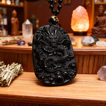 Black Obsidian Dragon Necklace